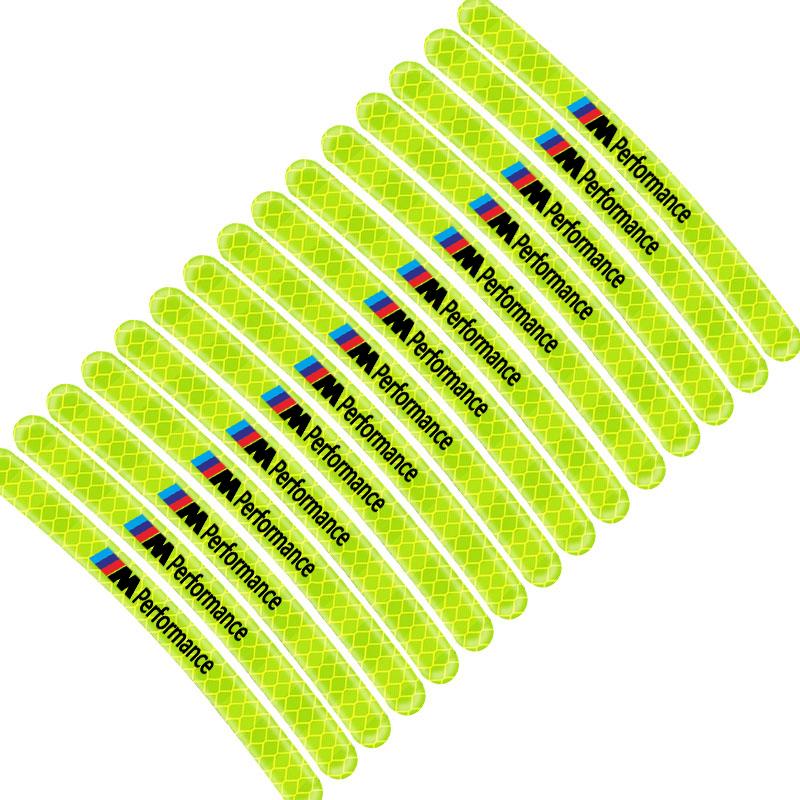 Car Wheel Hub Reflective Stickers Tire Rim Luminous Accessories For BMW M E34 E36 E60 E90 E46 E39 E70 F10 F20 F30 X5 X6 X1 M3 M5 M6 E71 F01 F02 F87