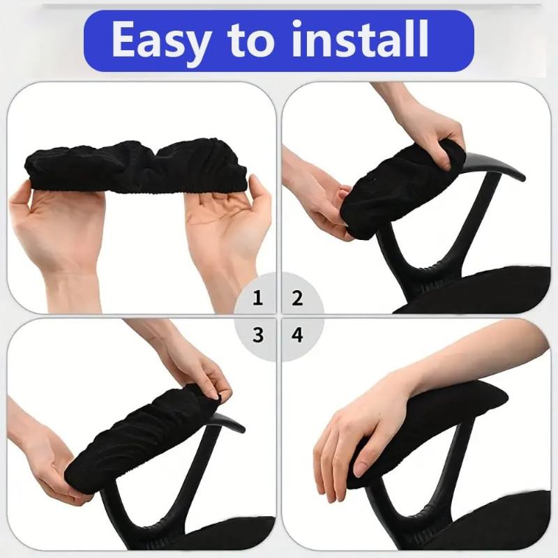 2Pcs/Set Elastic Office Chair Armrest Covers Jacquard Rotating Chalr Arm Protector Solid Color Armchalr Covers for Office Home