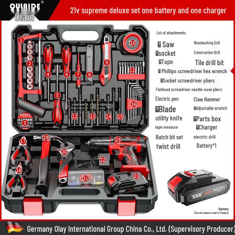 Oulide Rechargeable Lithium Drill & Electric Screwdriver Set