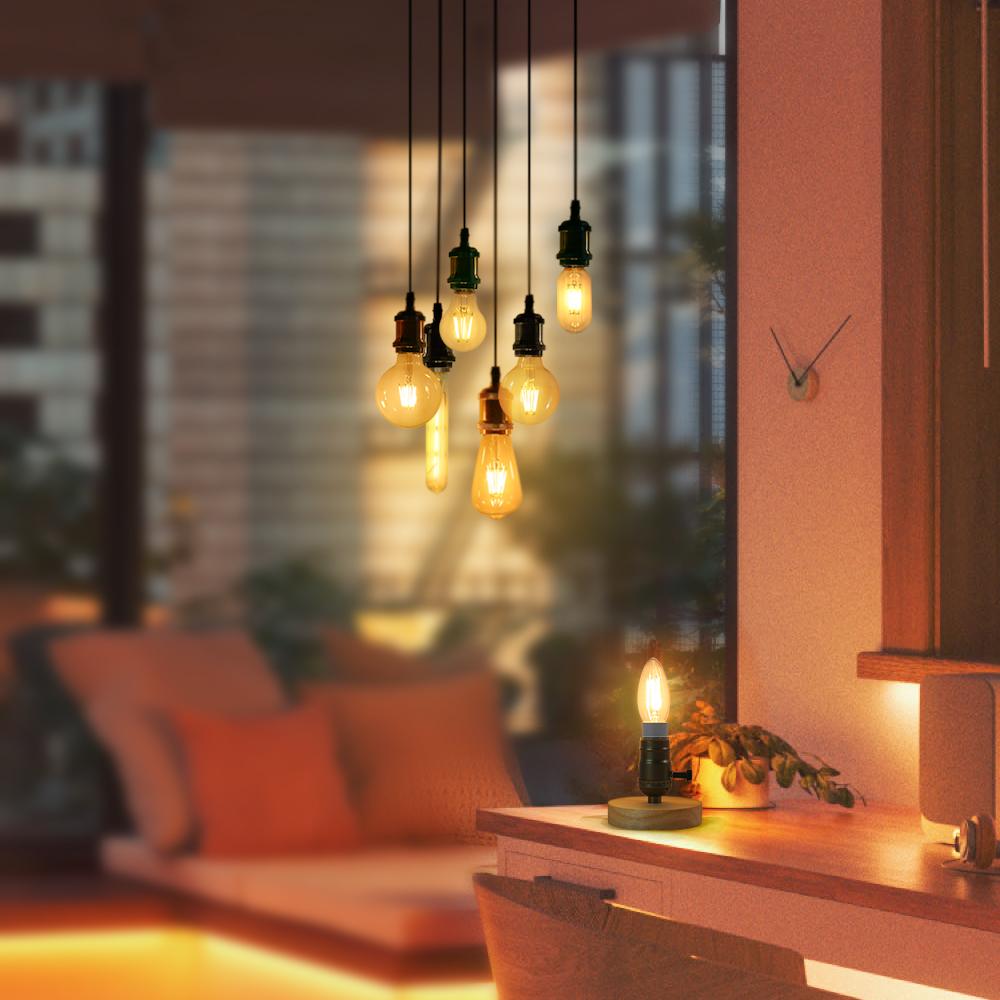 Bombiilas Filament LED Light Bulb Candle Light Glass Bulb Lampara LED Lamp Lighting Bedroom Warm Light E27 220V 240V ST64 A60 T45 G45 G80 G95