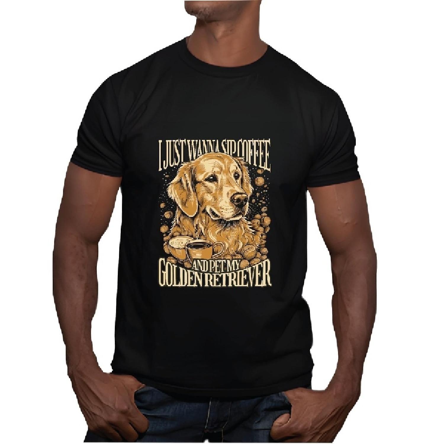 Golden Retriever Dog Lovers Men Women Black Multicolor T shirt S