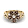 6X4mm Pear Shape Smoky Quartz 925 Sterling Silver Gold Vermeil Floral Art Deco Women Engagement Ring
