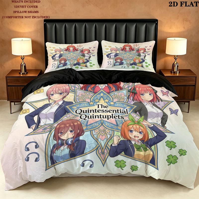 5Toubun Pattern Bedding Quilt Set Quilt Cover Pillowcase Home Birthday Gift(1 * duvet cover + 2 * pillowcase, without core)