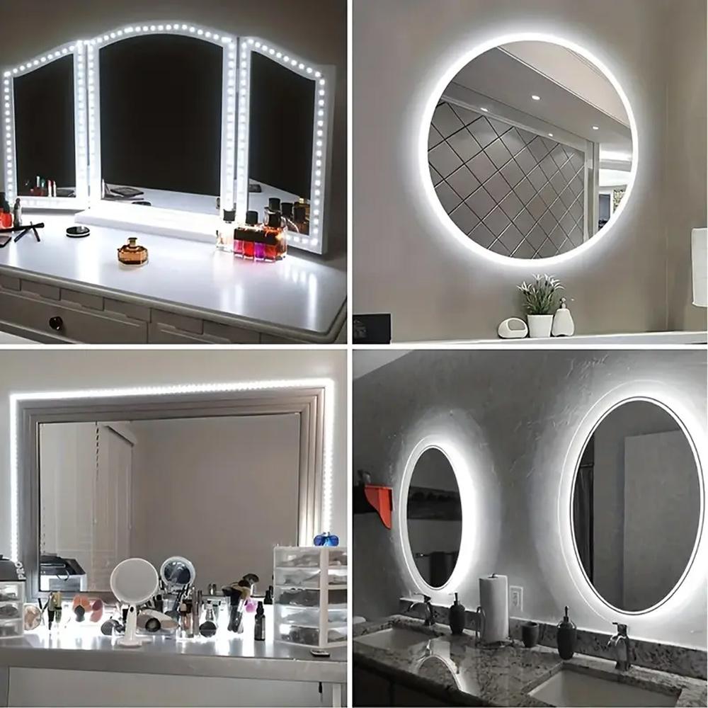 1 Satz einfarbige flexible hintergrundbeleuchtete LED-Streifen für Schlafzimmer, Schminkspiegelbeleuchtung, Küche, Wohnzimmer, Schrankdekoration