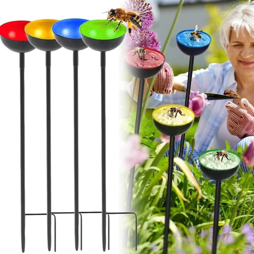 Ground Insert Butterfly Bath Bowl Rustproof Garden Rain Catcher  Yard Art Decor