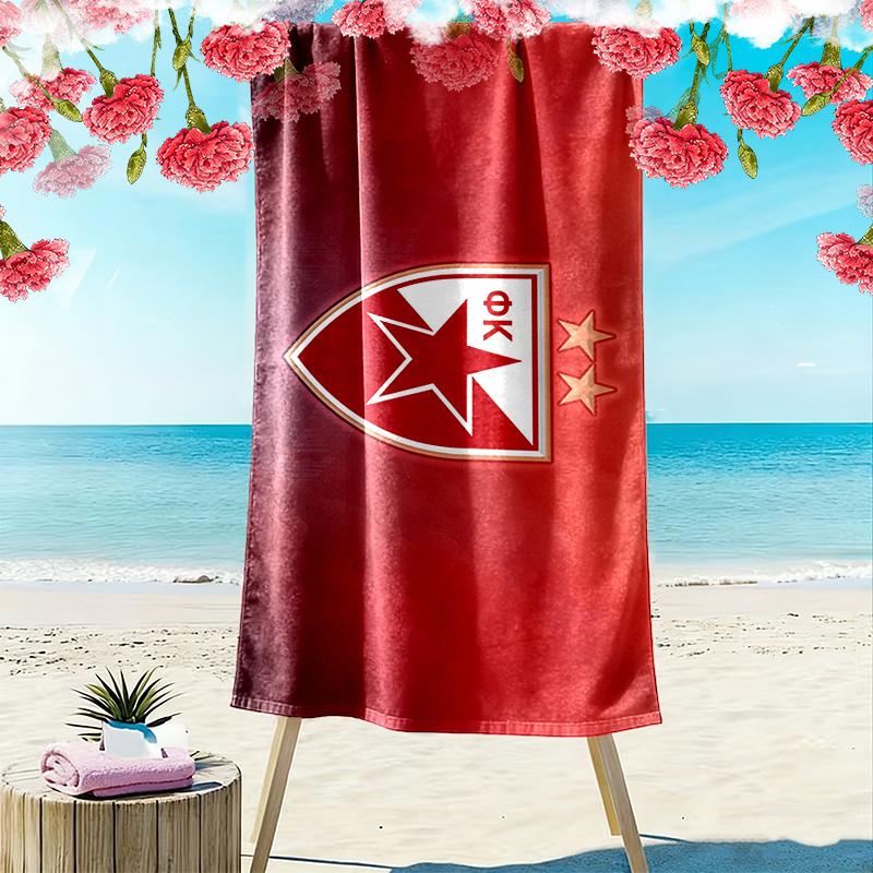 Roter Stern Belgrad Druck Strandtuch, Großes Weiches Schnelltrocknendes Handtuch für Strand Camping Schwimmen