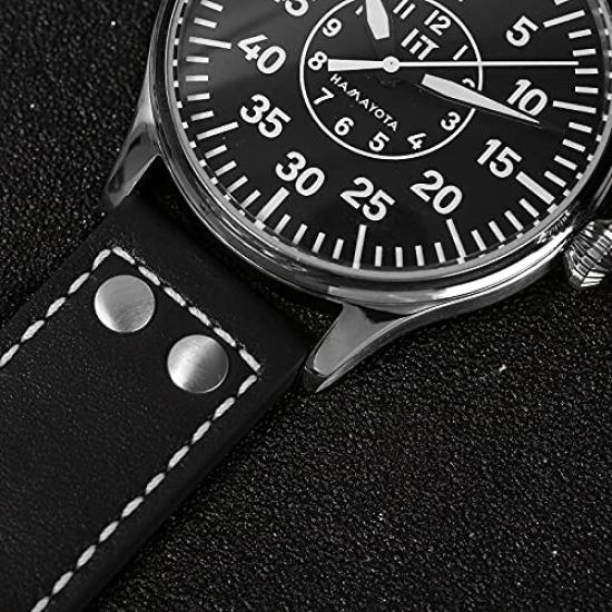 HAMAYOTA Pánské automatické vojenské hodinky s japonským strojkem, pilotní hodinky (Černá kapela)