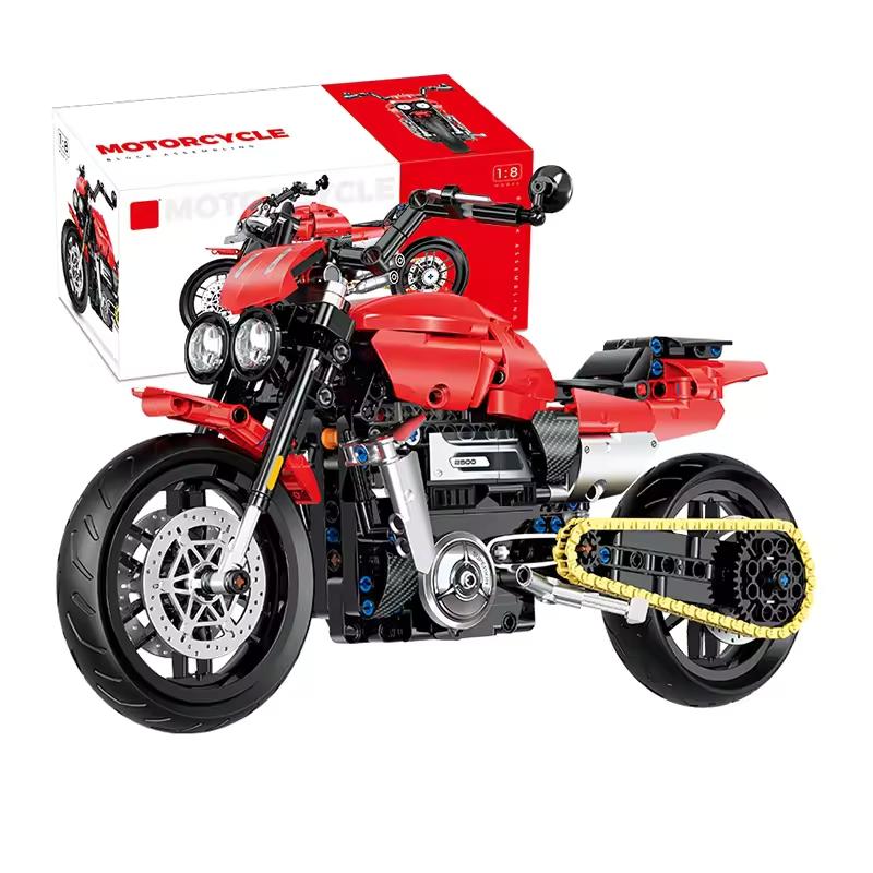 Non-Toxic Technical Motorcycle Building Blocks 1:8 Scale Model Kit For Kids/Adults Road Racer Bricks Toys (Halloween/Birthday Gift)