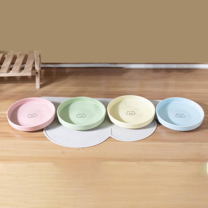 Durable Ceramic Pet Cats Plates Cartoon Pet Cat Food Bowl Shallow Mouth Pet Food Bowl Pet Water Feeder Bowl Pet Supplies