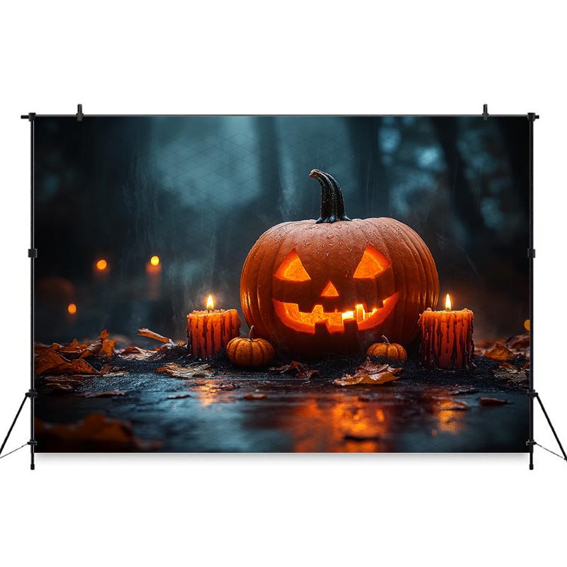 Halloween Background For Photography Night Forest Candle Autumn Pumpkin Party Backdrop Baby Shooting Props Decorations Photozone