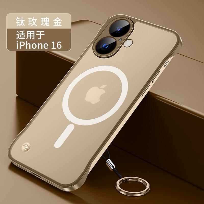 Applicable to iPhone16 mobile phone case ultra-thin borderless matte magnetic suction Apple 15 metal lens 1413 anti-drop cover