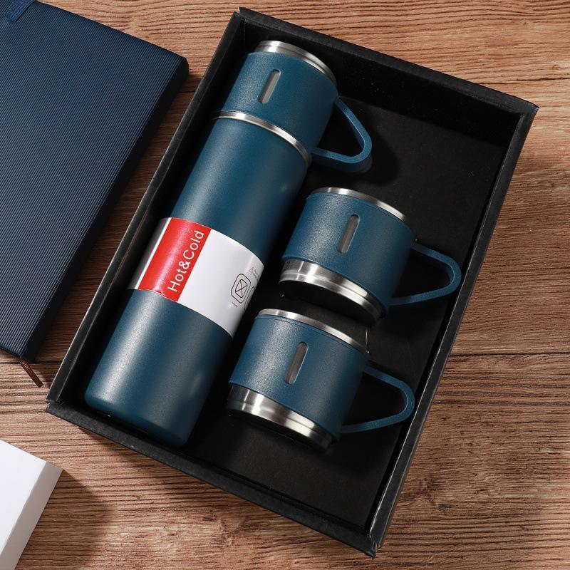 304 Stainless Steel Insulated Cup Tea Cup, One Cup with Three Lids, Business Gift Box Set, Outdoor Water Cup, Event Gift