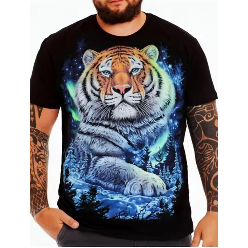 Hübsches T-Shirt für Herren mit Eisbär-Print, neues Sommer-Casual-T-Shirt für Herren im Freien, kurzärmelig, Blitzmuster, bequemes Streetwear-Oberteil
