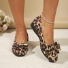 Elegant Leopard Print 1pc Women's Handmade Bow Wedge Heel Pumps Suitable for Outdoor Home Leisure Vacation