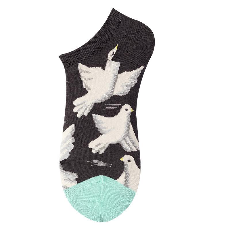 40 Style Fashion Colorful Short Socks Men Cotton Novelty Oil Painting Animals Food Avocado Casual Funny Ankle Sox