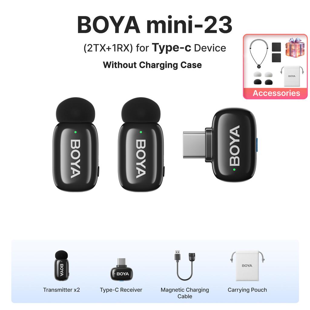 BOYA BOYA mini Wireless Lavalier Microphone for iPhone 15/16 Android USB-C Devices Noise Reduction for Video Recording Streaming