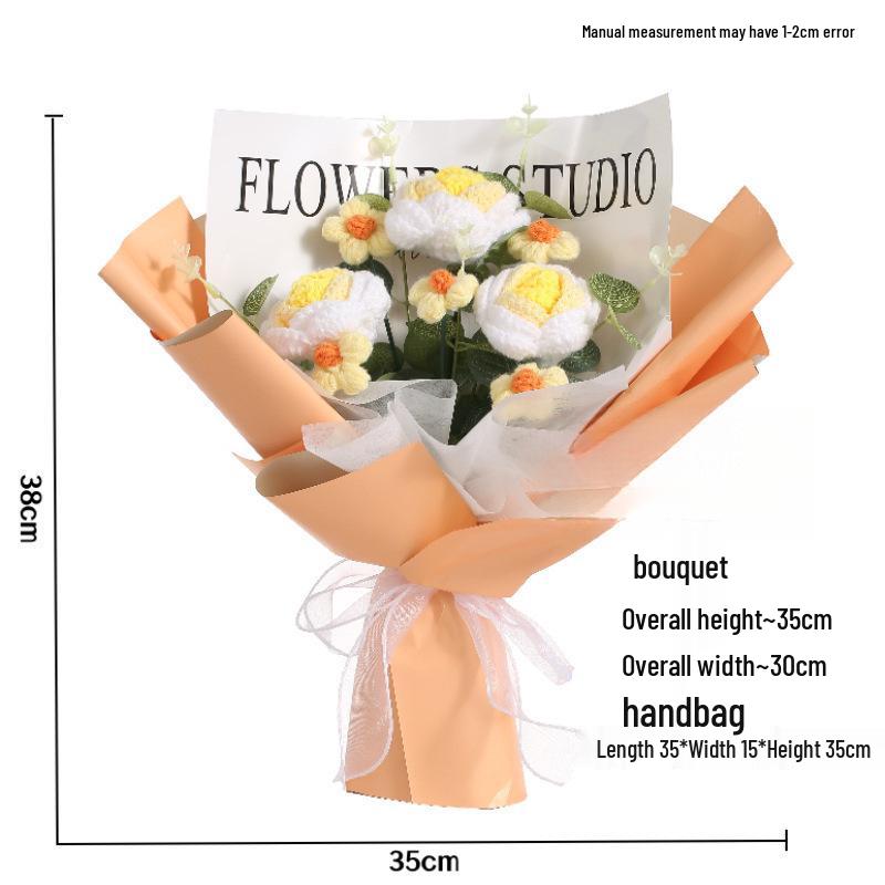 Handmade Valentine's Day Yarn Knitted Rose Bouquet for Girlfriend