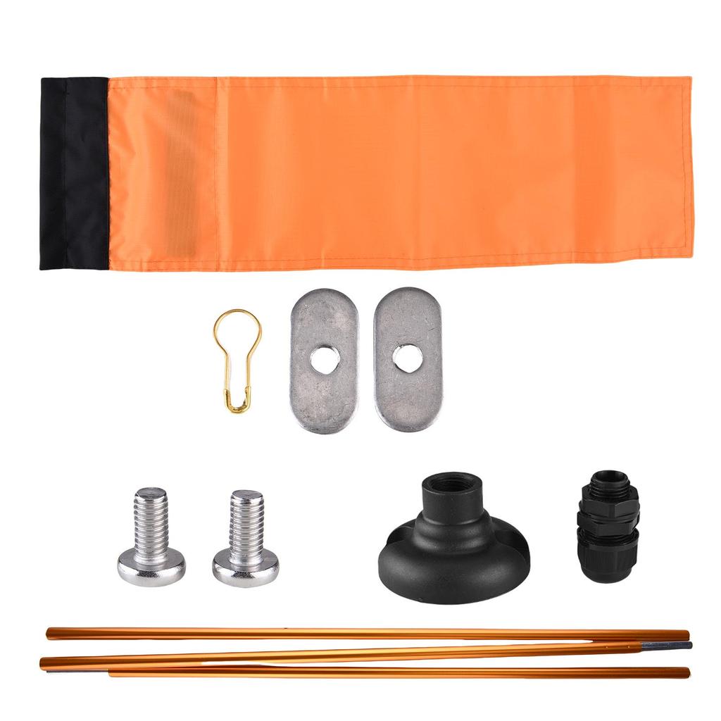 Large Kayak Safety Flag with Pole, Storage Bag, Screws and Track Mount Base High Visibility 20x5.6 Inch Orange