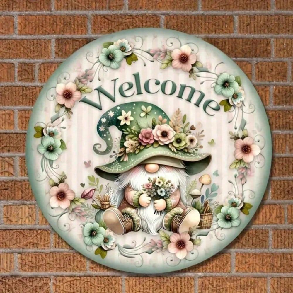 Rustic Welcome Gnome Wall Art Metal Sign Farmhouse Home Garden Porch Decor
