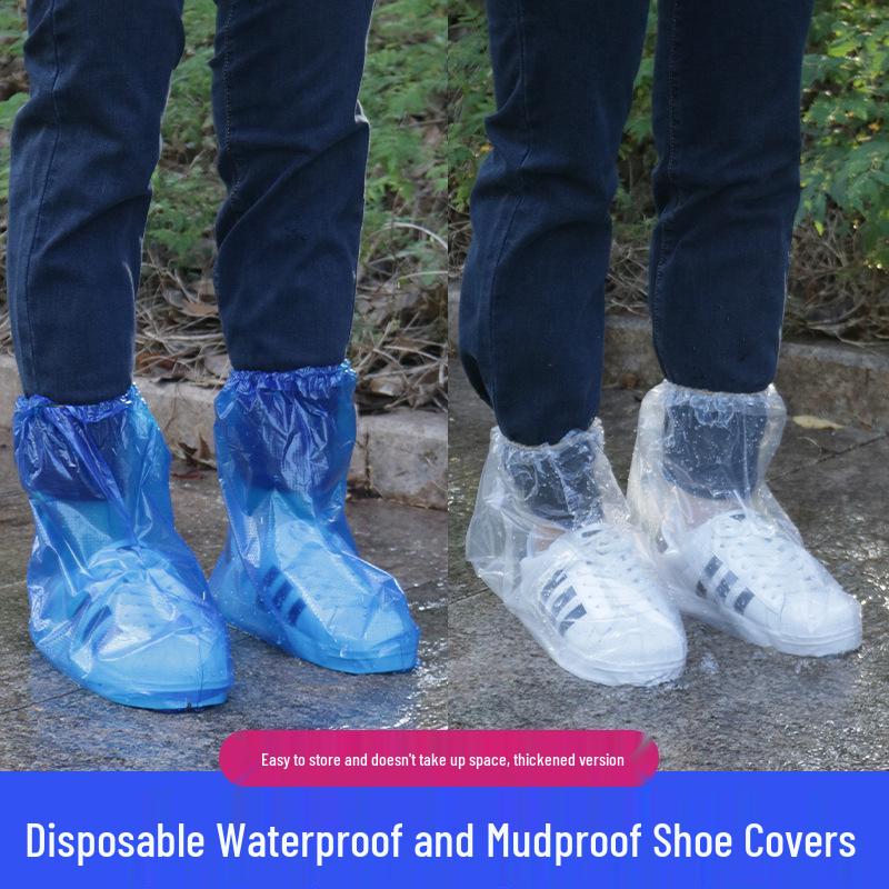 Waterproof Anti-Slip Mid-Calf Disposable Rain Shoe Covers for Men and Women