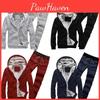 Trendy Men's Casual Thickened Fleece Hoodie Set With Stylish Hood And Zipper Closure