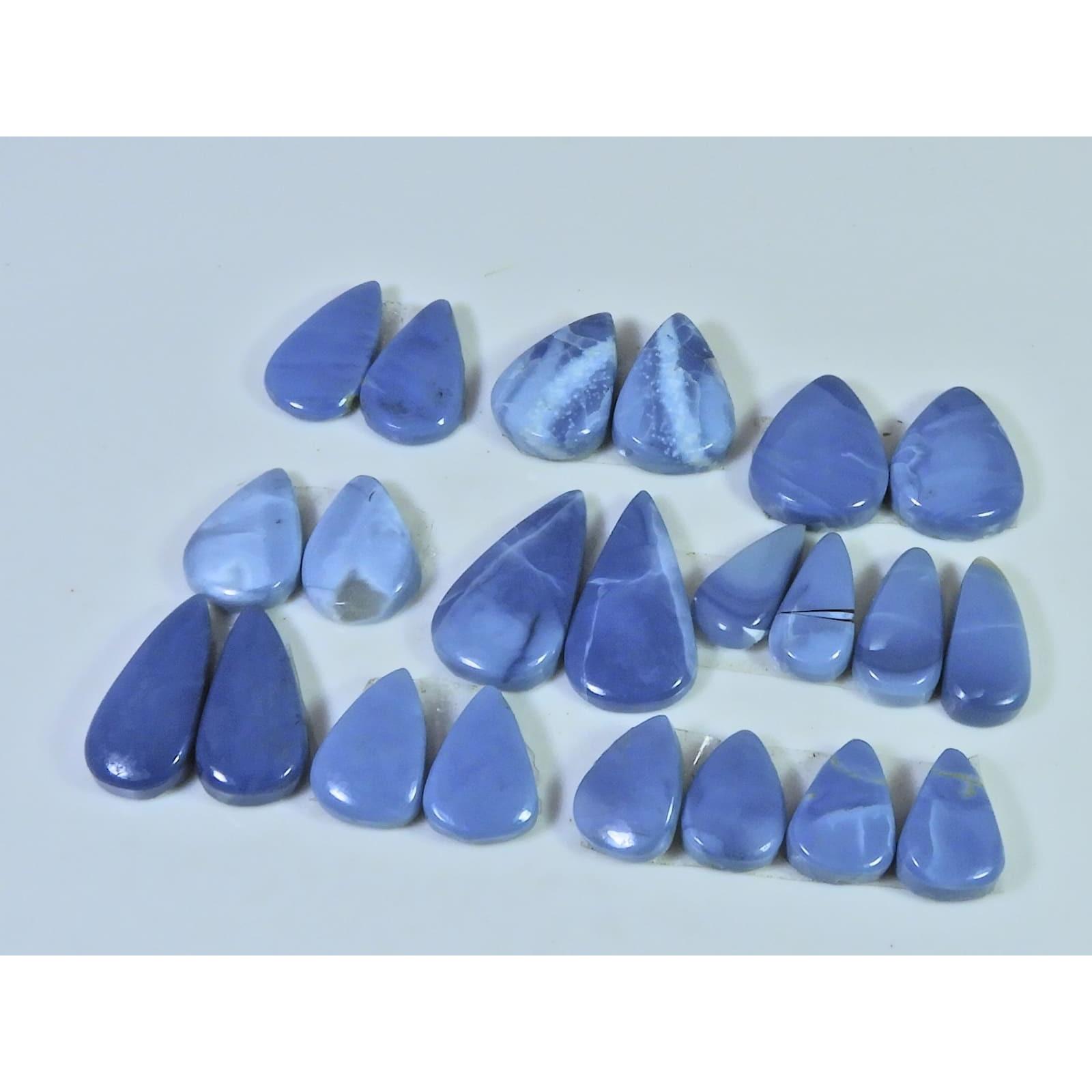 Natural Blue Opal Matched Pair Pear Cabochon Loose Gemstone 11 Pair Lot C-2041