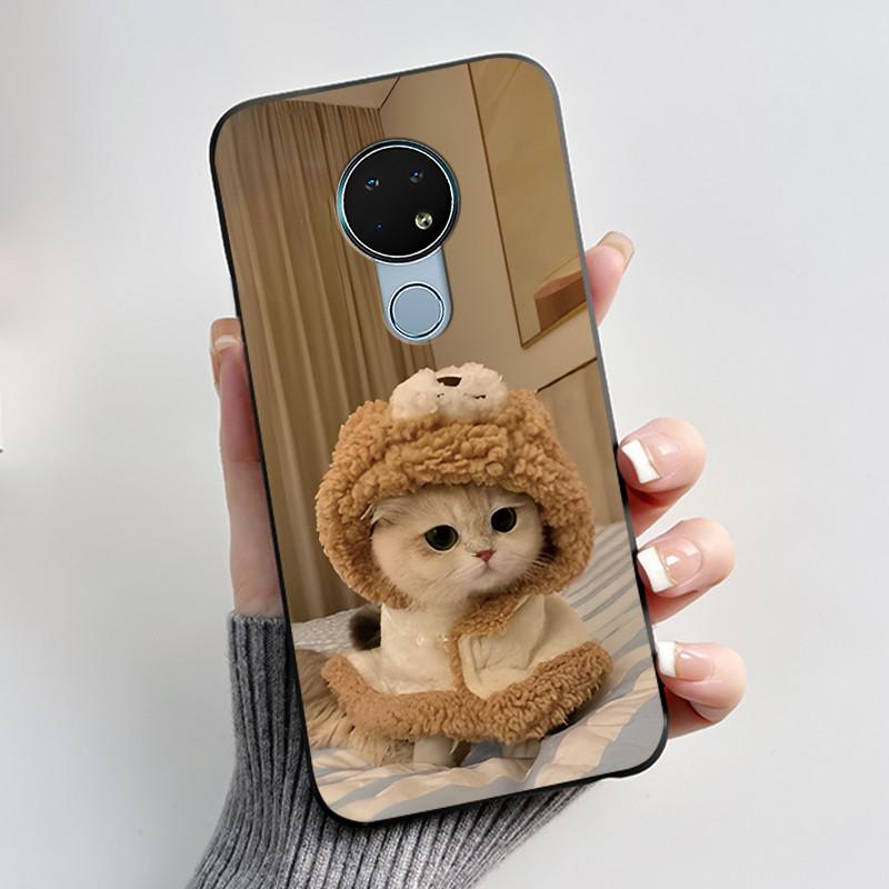 Coque Mignonne Pour Nokia 6.2 / Nokia 7.2 Fundas Capa Coque Imprimée Coque de Protection Silicone Souple Dessin Animé Coque Noire