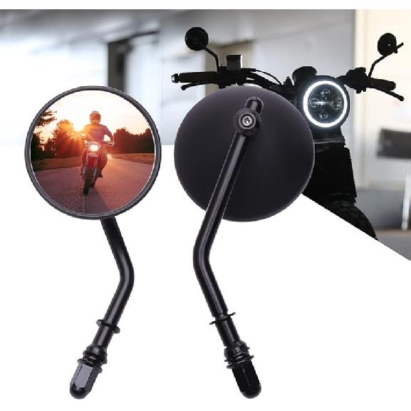 DREAMIZER 3" Motorcycle Handlebar Mirrors Black Round Rear View Side Mirrors Universal 8Mm 10Mm Compatible With Sportster 883 1200 Softail Dyna ATV