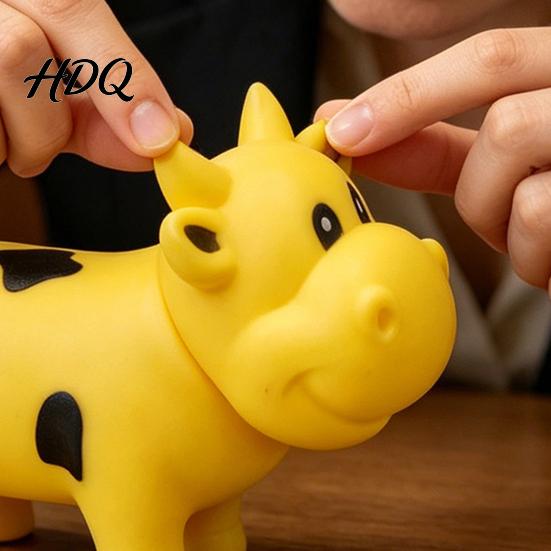 Pinch Resistant Toy Squeaky Cow Squeeze with Realistic Sound Soft TPR Fidget for Stress Rubber Ball Relief & Pranks Cute Farm Animal-Shaped