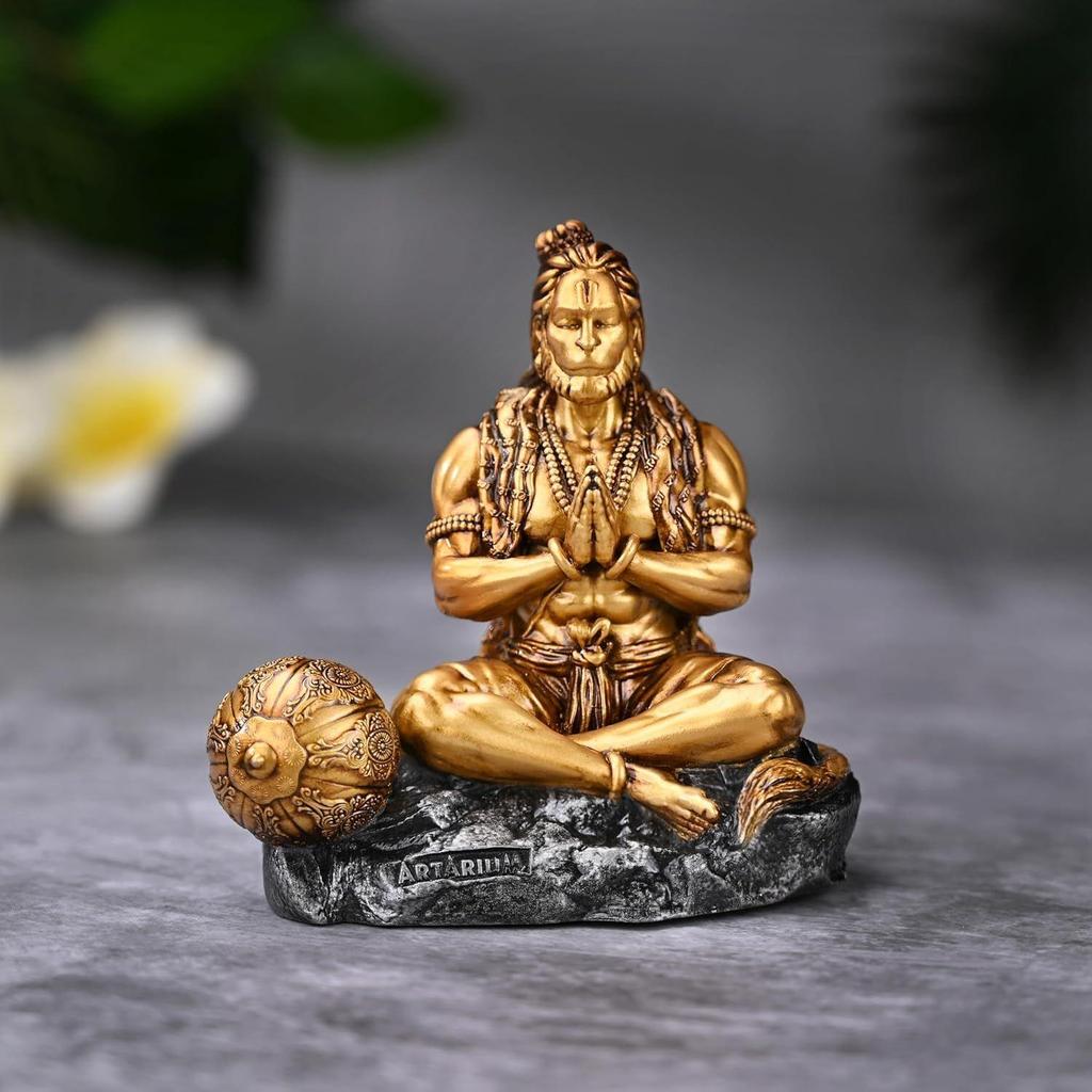 Resina Hanuman Murti Mahabali Hanuman Ídolo Bajrangbali Sankat Mochan Ídolo Balaji Bahubali Hanuman Estátua de Bajrangbali com Gada para Painel de Carro