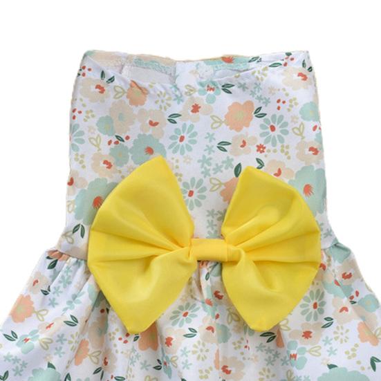 Pet Clothing Wrinkle-free Sweet Two-legged Charming Floral Print Small Dog Cat for Party