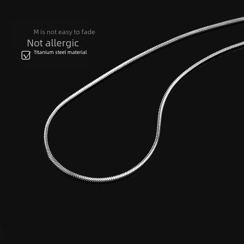 Trendy Stainless Steel Snake Chain Necklace for Women & Men - Minimalist Titanium Design