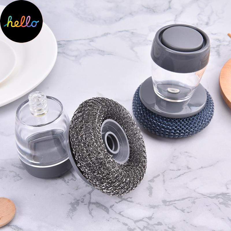 1pcs Kitchen Cleaning Brush 2 In 1 Handle Cleaing Brush with Removable Dishwas Ng Automatically Add Liquid Pot Was Ng Brush