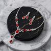 Korean version of bride copper full diamond water drop necklace clothing accessories fashion versatile red jewelry light luxury jewelry set