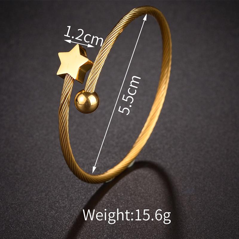 Atoztide New Open Bangle Bracelets for Women Stainless Steel Gold Color Adjustable Star Heart Bracelet Accessories Jewelry Gift