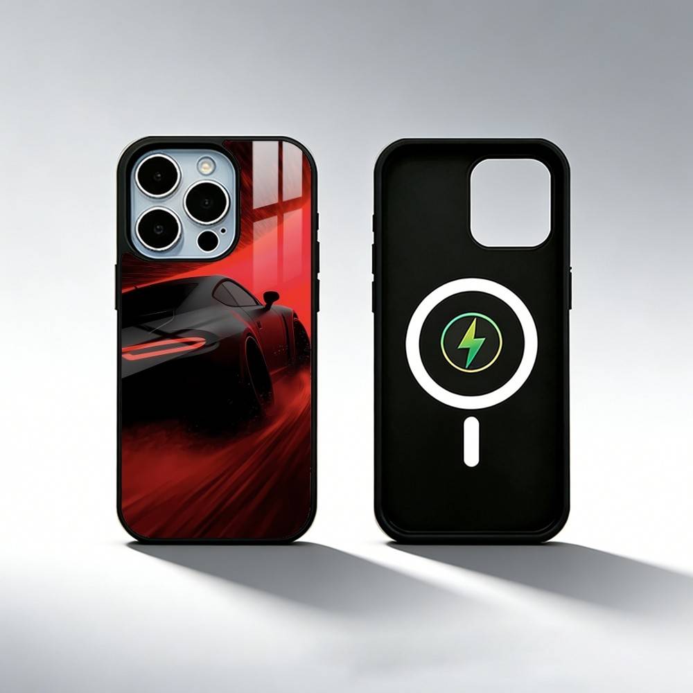 R8 Supercar CAR Phone Case For iPhone X,Xs,Xr,Xs 17,16,15,14,13,12,11 Plus,Pro Magnetic with Magsafe Wireless Charging