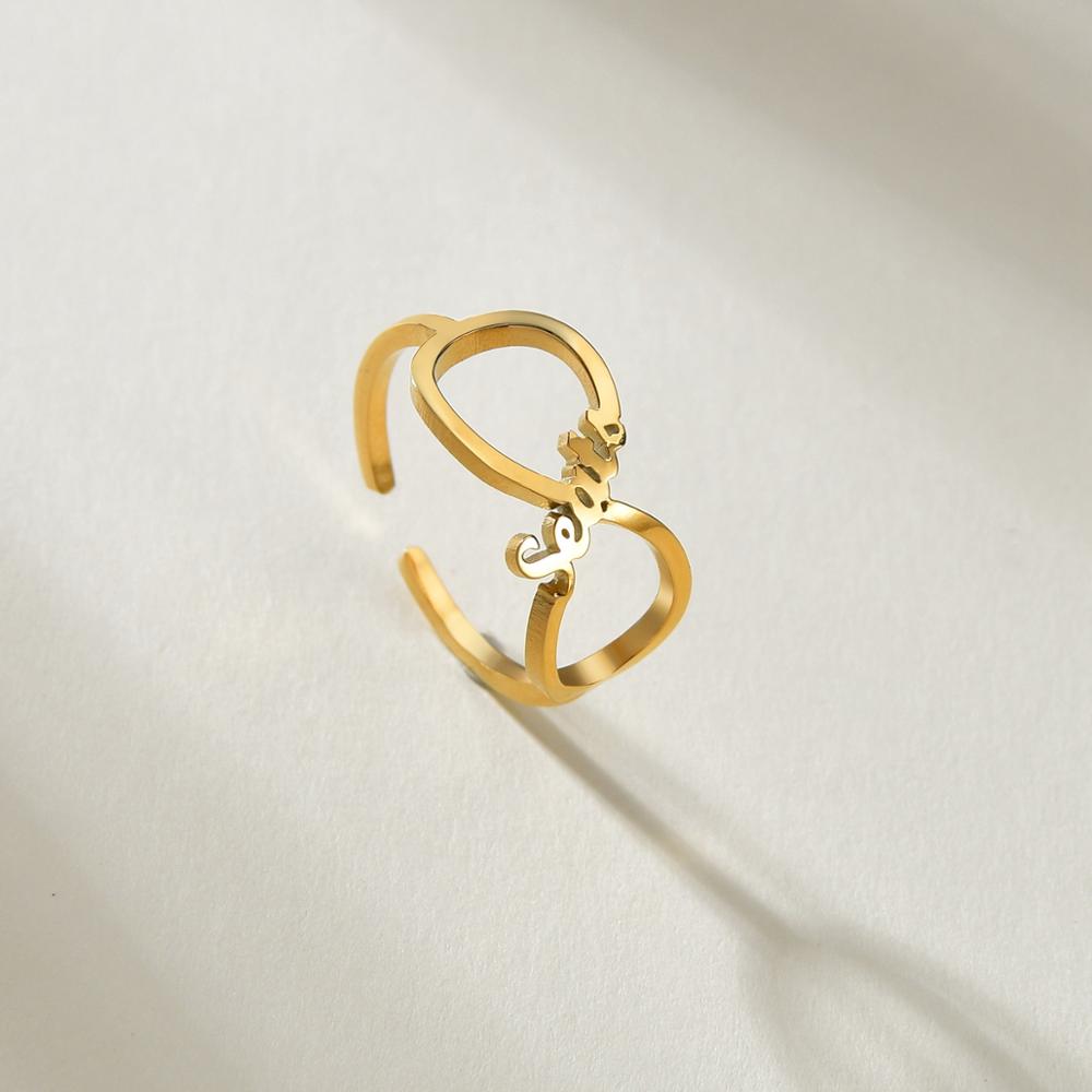 Atoztide Custom Double Name Rings Stainless Steel Adjustable Personlized Women Wedding Rings Unique Chrismas Jewelry Gifts