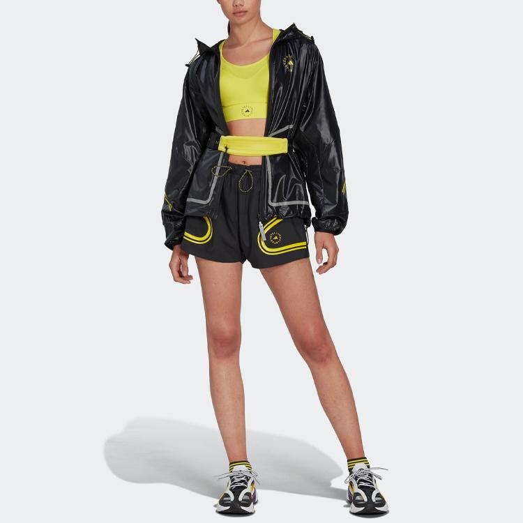 Adidas X Stella McCartney Logotrykk Hettejakke med Glidelås Damejakker Svart Gul HI6053