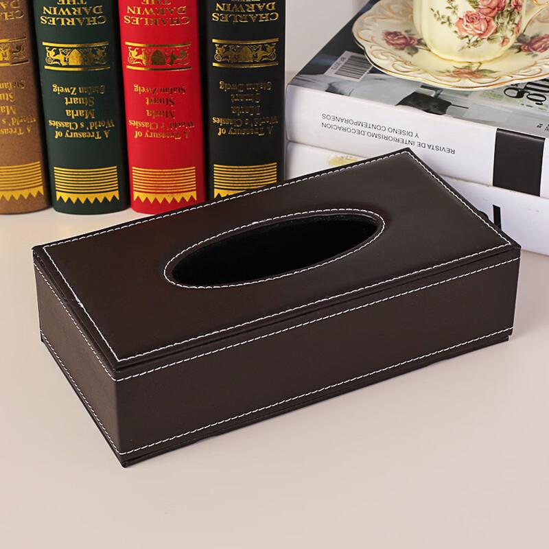 Brown Leather Desktop Tissue Box