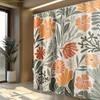 1pc Tropical Colorful Plant Shower Curtain, Digital Print High-Quality No-Drill Bathroom Partition Curtain