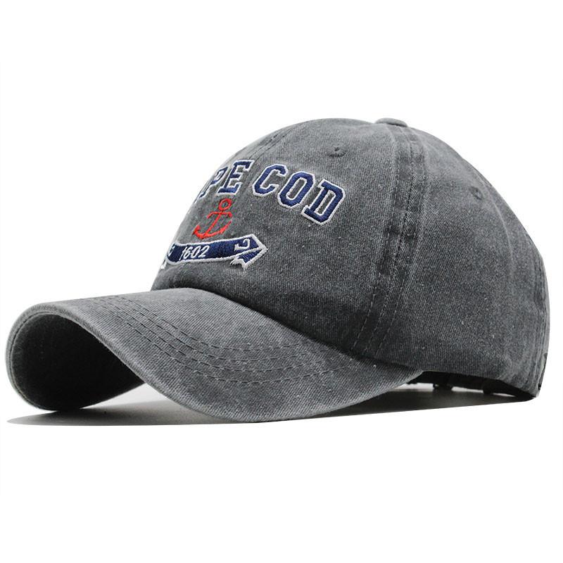 3D Three-Dimensional Anchor Embroidery Adjustable Cap Summer Pure Cotton Splicing Retro Washed Baseball Hat Adjustable