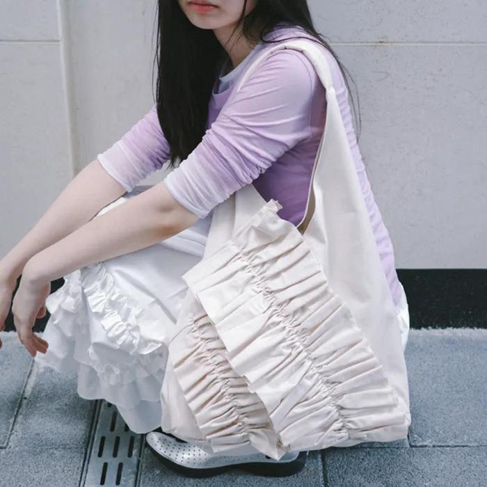 COTTON ORIGAMI RUFFLE BAG - IVORY