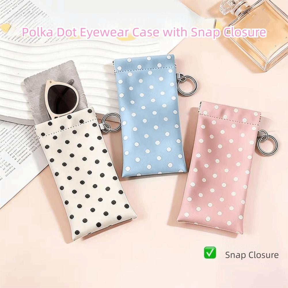 Portable Polka Dot Glasses Case Shrapnel Snap Shut Leather Glasses Storage Bag  Travel
