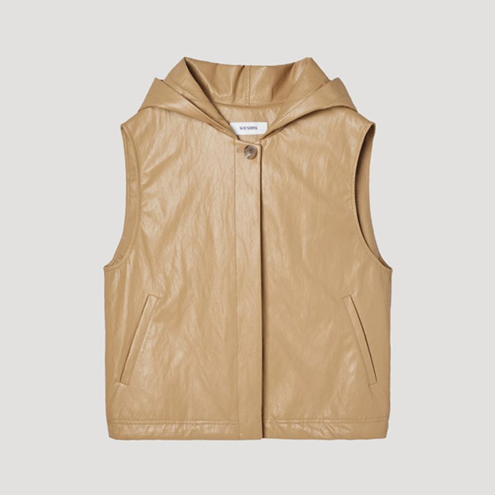 

[She S miSS] Жилет из искусственной кожи с капюшоном и шнурком Swwvtp12010 Ca Camel/55
