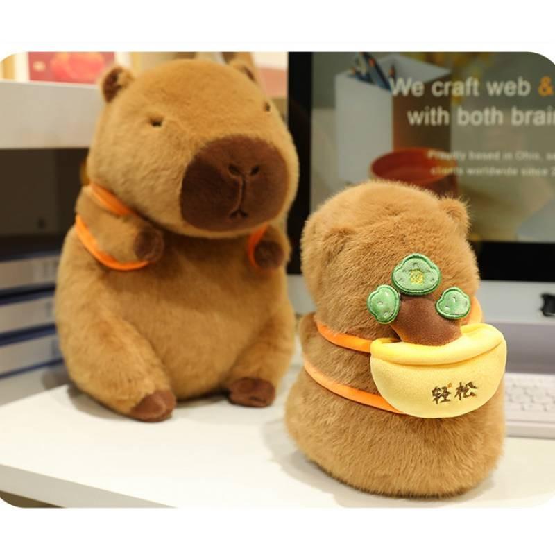 Capybara Backpack Plush Toy Cartoon Stuffed Animal Doll Decoration Gift Kids