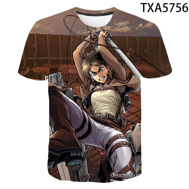 Attack on Titan 3D Pattern T-Shirt for Anime Fans, Stylish Cartoon Tops, Lightweight Polyester Casual Streetwear Clothes