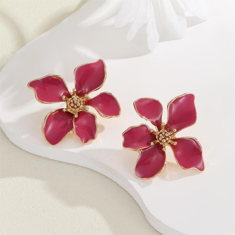 Pinkdudu Vintage Glass Dripping Flower Zinc Alloy Earrings Simple Trendy Stud Earrings Women Jewelry  PD2274