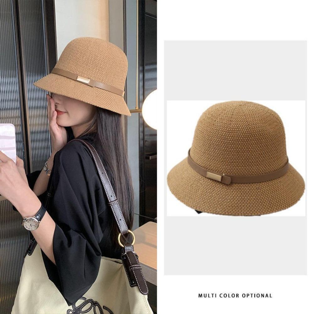 Zealous Sole Women's Beige New Anti-Sun Bucket Hat Anti-Uv Folding Sunscreen Hat Hollow Breathable Fisherman Hat Summer