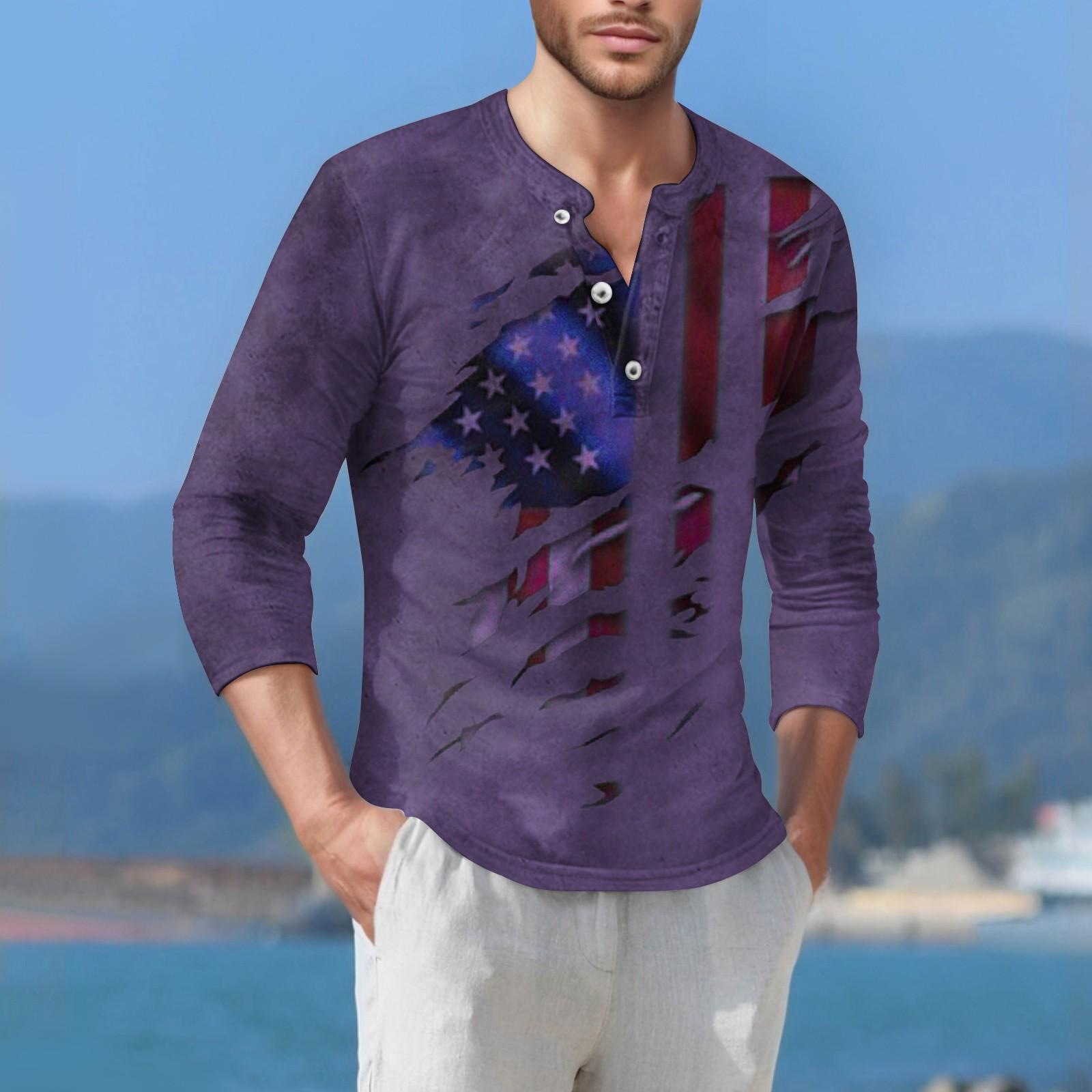 

Мужская футболка уличная повседневная мода с длинными рукавами XL фиолетовый