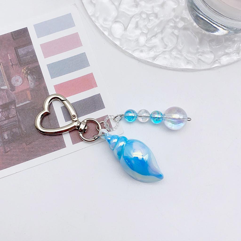 Cute Colorful Bead Conch Keychain Pendant Fashionable and Practical Keyring Key Charm for Backpack Bag Decoration